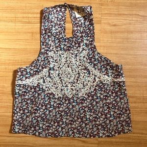 Racerback Crop Top, Purple Floral, Small